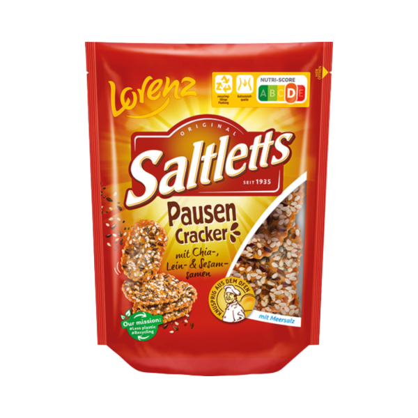Lorenz Saltletts Pausen Cracker mit Meersalz, mit Chia­, Lein­ und Sesamsamen, 100g